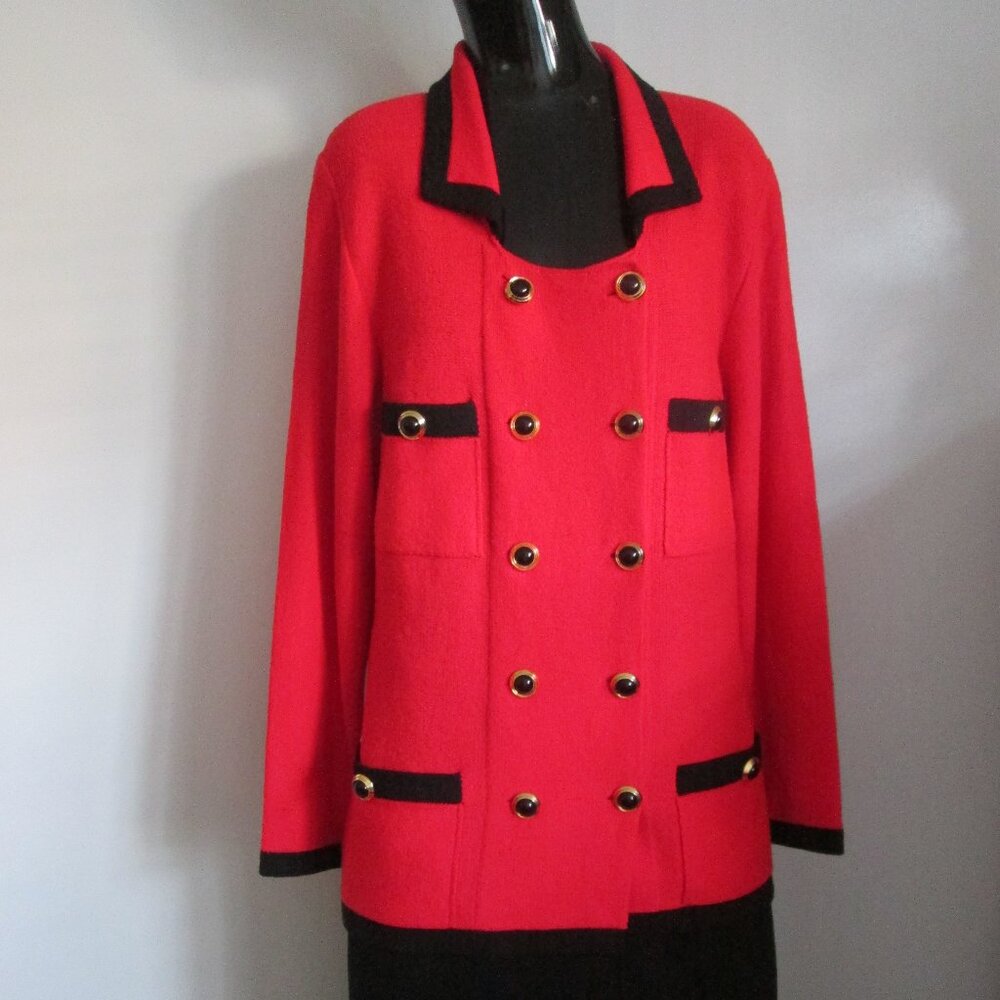 Vintage Carolina Herrera rich red knitwear jacket